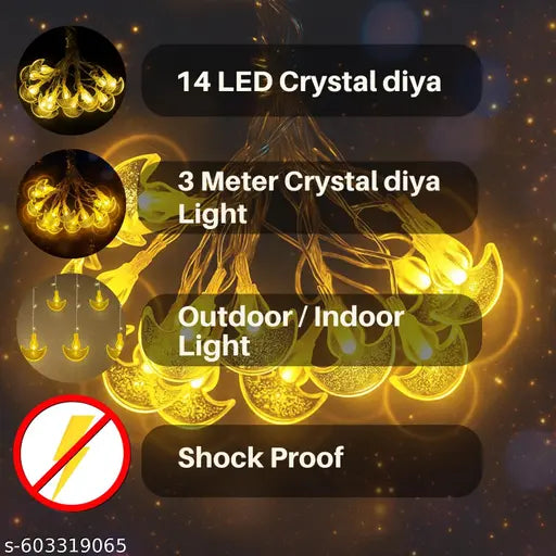 Crystal diya LED lights close-up